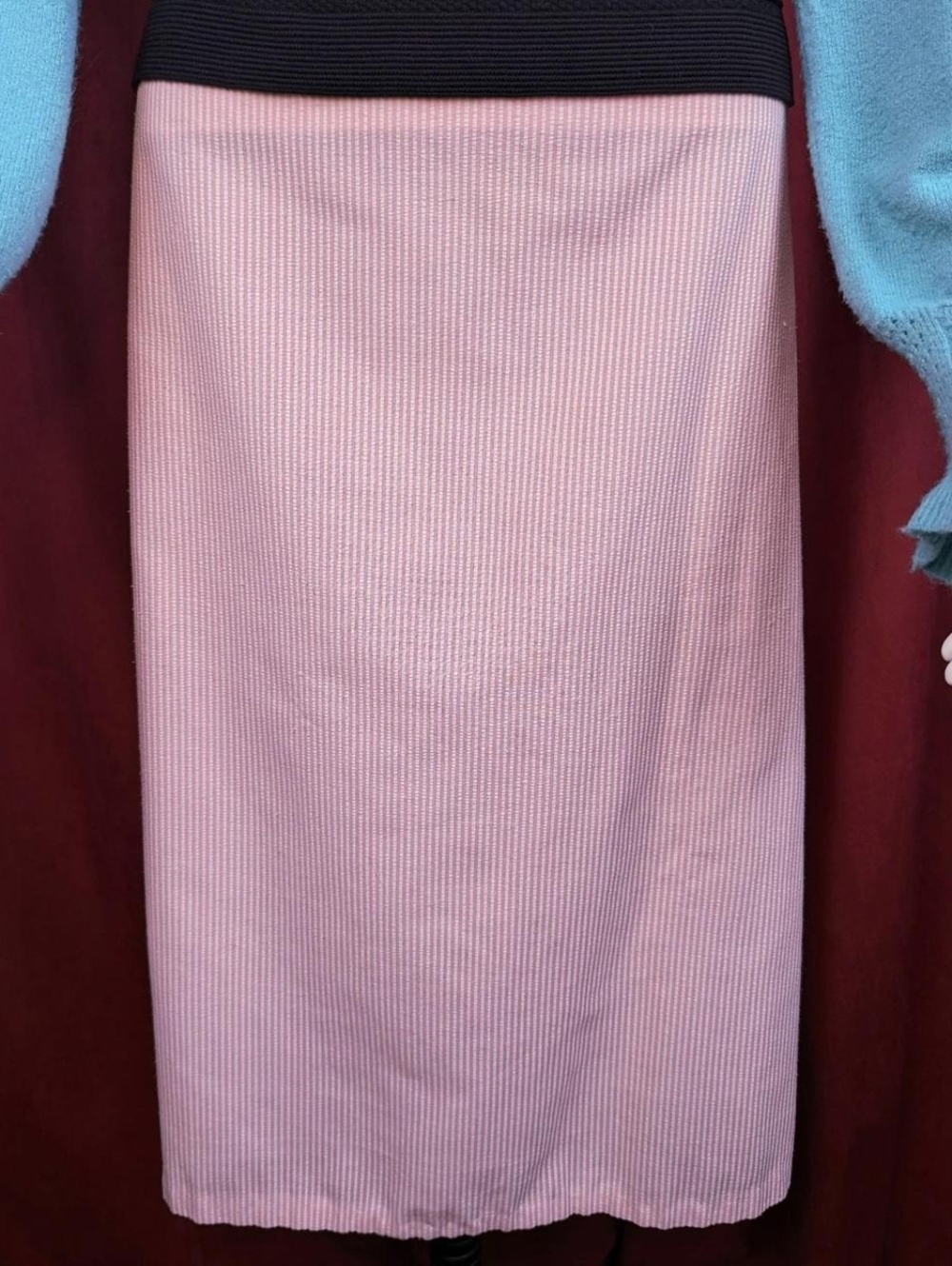 Vintage 80's Country Suburbans Pink & White Vertical Striped Seersucker Skirt